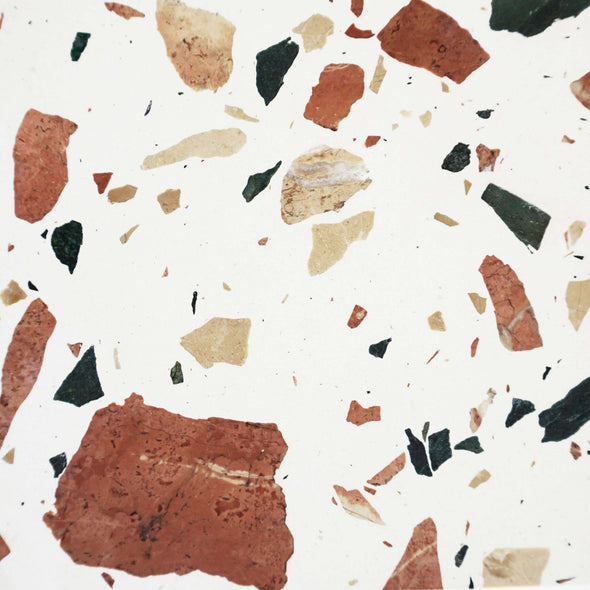 close up of the different natural earthy colors chip of stone in cement of the terrazzo material